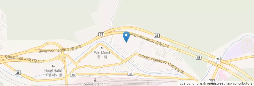 Mapa de ubicacion de 사북청소년장학센터 en 대한민국, 강원도, 정선군.