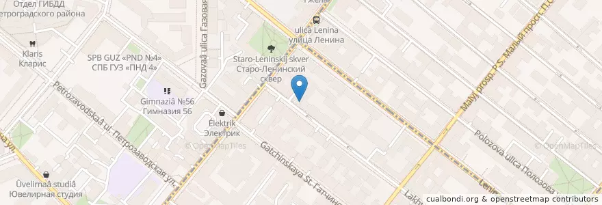 Mapa de ubicacion de Mañana en ロシア, 北西連邦管区, レニングラード州, サンクト ペテルブルク, Петроградский Район.