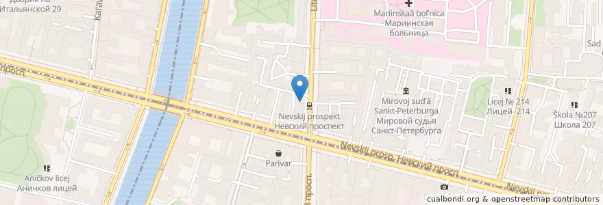 Mapa de ubicacion de На парах en ロシア, 北西連邦管区, レニングラード州, サンクト ペテルブルク, Центральный Район.