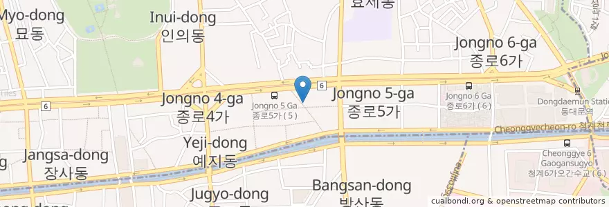 Mapa de ubicacion de 강원회집 en کره جنوبی, سئول, 종로1·2·3·4가동.
