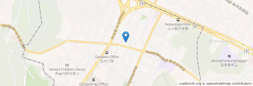 Mapa de ubicacion de 싱싱회집 en Corea Del Sur, Seúl, 강서구, 화곡6동.