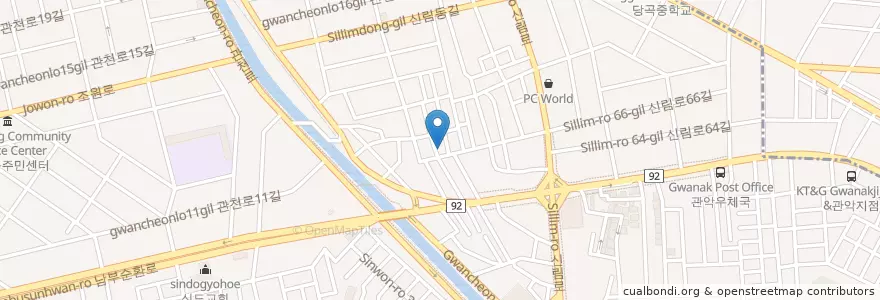 Mapa de ubicacion de 신림회집 en Республика Корея, Сеул, 관악구, 신림동.