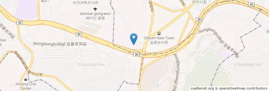Mapa de ubicacion de 어촌회집 en Coreia Do Sul, Seul, 성북구, 정릉1동.