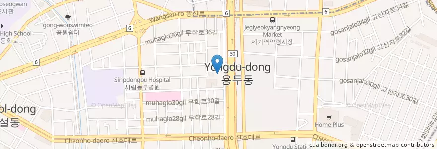 Mapa de ubicacion de 목포회집 en Korea Selatan, 서울, 동대문구, 용신동.