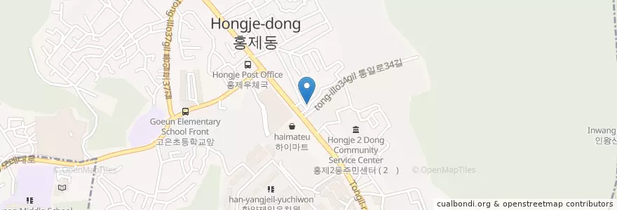 Mapa de ubicacion de 백경회집 en 韩国/南韓, 首尔, 西大門區, 홍제2동.