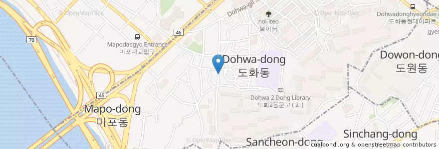 Mapa de ubicacion de 미락회집 en Coreia Do Sul, Seul, 마포구, 도화동.