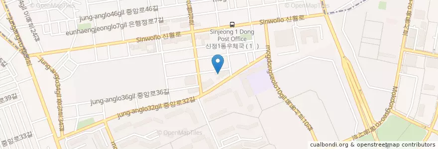 Mapa de ubicacion de 장성회집 en Coreia Do Sul, Seul, 양천구, 신정1동.