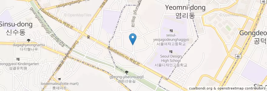 Mapa de ubicacion de 동해회집 en كوريا الجنوبية, سول, 마포구, 염리동.