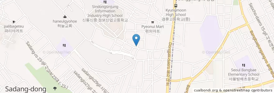 Mapa de ubicacion de 민주네회집 en 대한민국, 서울, 동작구, 사당2동.