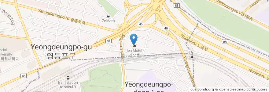 Mapa de ubicacion de 큰바다회집 en Südkorea, Seoul, 영등포구, 영등포동.