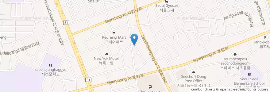 Mapa de ubicacion de 강릉경북회집 en Korea Selatan, 서울, 서초구, 서초3동, 서초동.