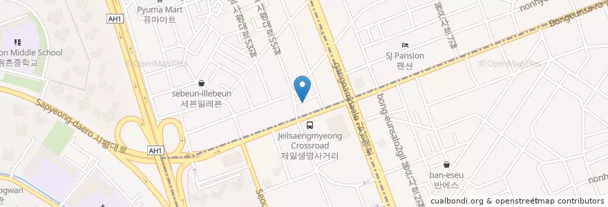 Mapa de ubicacion de 푸른바다막회회집 en 대한민국, 서울, 서초구, 반포1동.