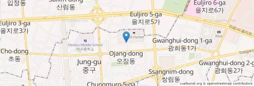 Mapa de ubicacion de 울산회집 en كوريا الجنوبية, سول, 광희동, 을지로동.