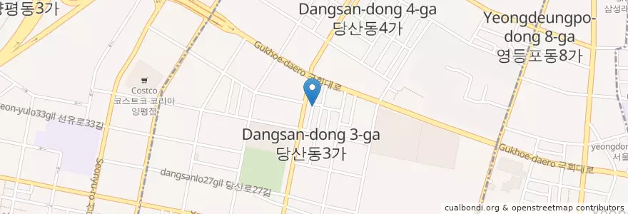 Mapa de ubicacion de 강릉생태막회집 en Республика Корея, Сеул, 영등포구, 당산1동.