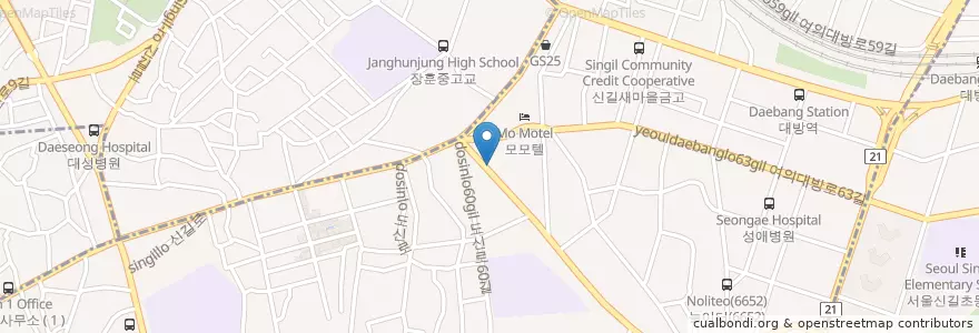 Mapa de ubicacion de 바다회집 en Zuid-Korea, Seoel, 영등포구, 신길1동.