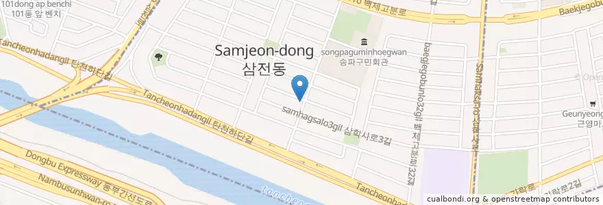 Mapa de ubicacion de 동해회집 en Südkorea, Seoul, 송파구, 삼전동.
