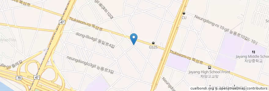 Mapa de ubicacion de 싸다회집 en Zuid-Korea, Seoel, 광진구, 자양4동.