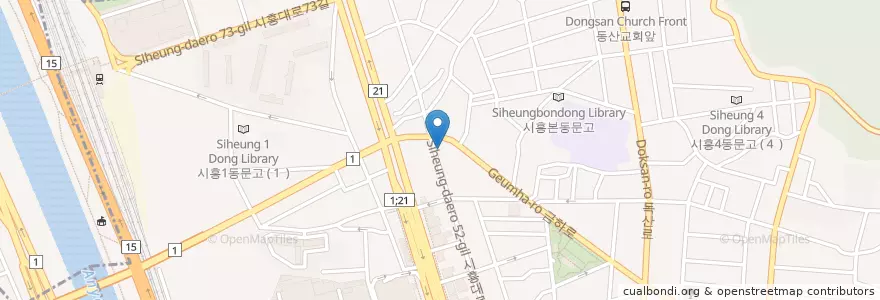 Mapa de ubicacion de 탐나회집 en كوريا الجنوبية, سول, 금천구, 시흥1동.