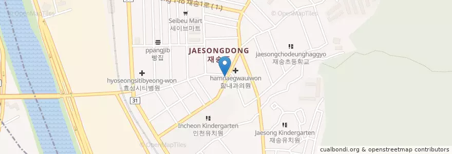 Mapa de ubicacion de 재송회집 en Korea Selatan, 부산, 해운대구, 재송동.