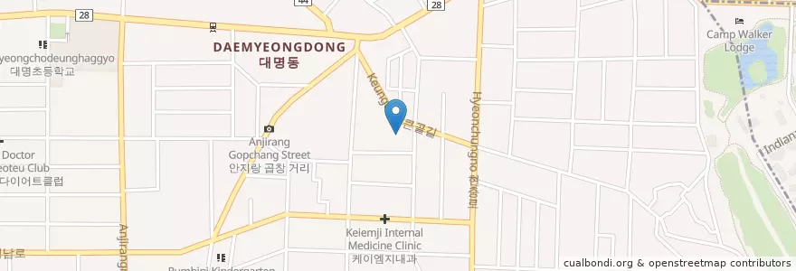Mapa de ubicacion de 정이품원조회집 en 韩国/南韓, 大邱, 南區, 대명동.