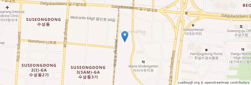Mapa de ubicacion de 백만회집 en Südkorea, Daegu, Suseong-Gu.