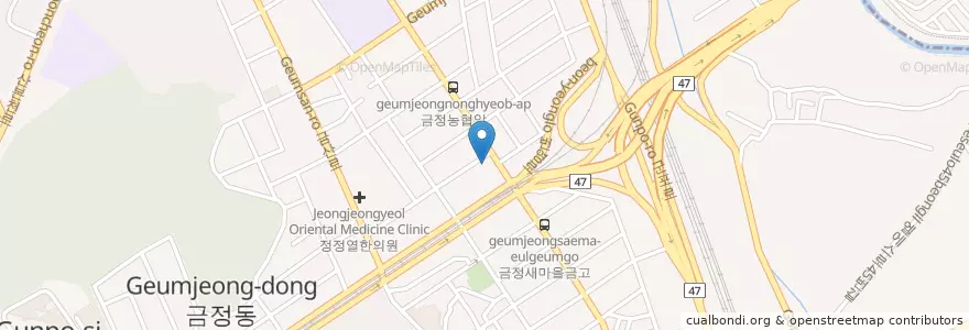 Mapa de ubicacion de 만선회집 en 大韓民国, 京畿道, 軍浦市, 금정동.