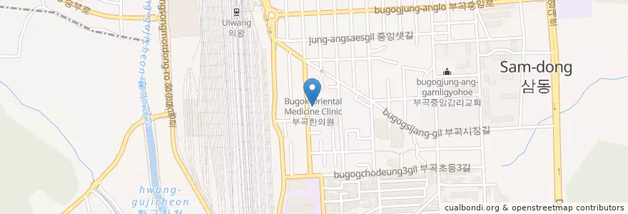 Mapa de ubicacion de 싱싱회집 en 大韓民国, 京畿道, 義王市, 부곡동.