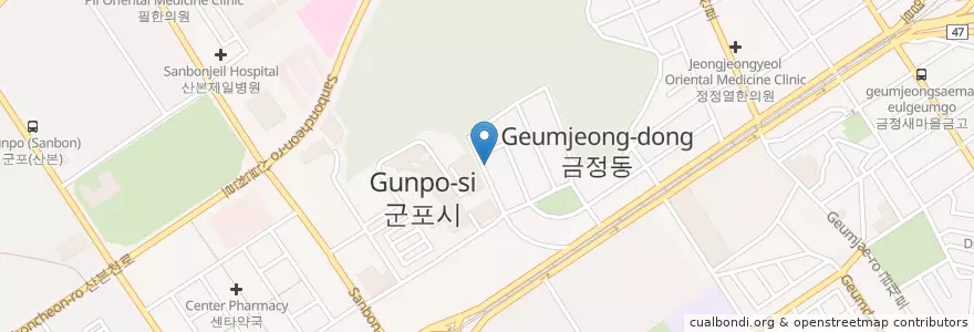 Mapa de ubicacion de 남강회집 en 大韓民国, 京畿道, 軍浦市, 재궁동.