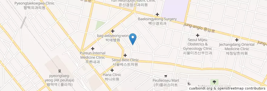 Mapa de ubicacion de 우전회집 en 大韓民国, 京畿道, 平沢市.