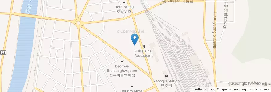 Mapa de ubicacion de 팔도회집 en 대한민국, 경상북도, 영주시.
