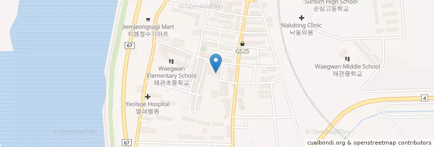 Mapa de ubicacion de 우방회집 en Corée Du Sud, Gyeongsang Du Nord, 칠곡군.
