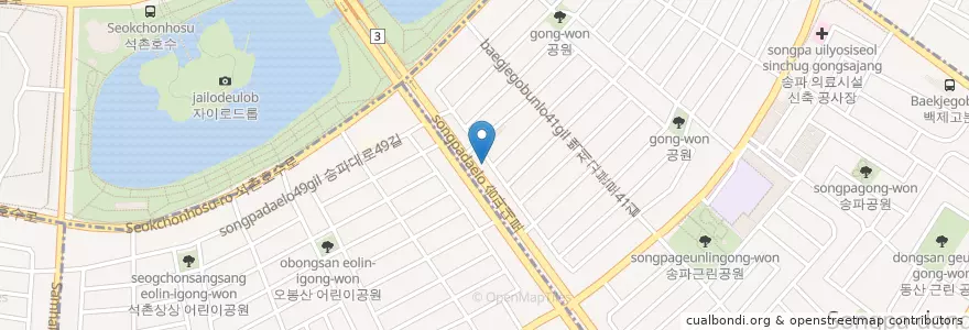 Mapa de ubicacion de 부담없이 싼횟집 en Güney Kore, Seul, 송파구, 송파1동.
