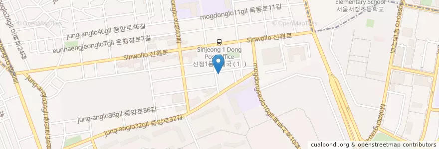 Mapa de ubicacion de 유정횟집 en Республика Корея, Сеул, 양천구, 신정1동.