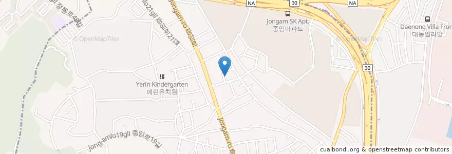 Mapa de ubicacion de 오대양횟집 en 대한민국, 서울, 성북구, 종암동.
