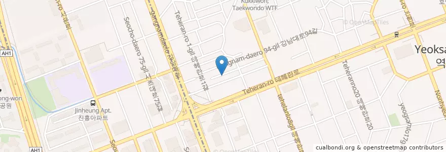 Mapa de ubicacion de 해금강횟집 en کره جنوبی, سئول, 강남구, 서초구, 역삼동, 역삼1동.