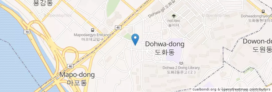 Mapa de ubicacion de 중횟집 en 大韓民国, ソウル, 麻浦区, 도화동.
