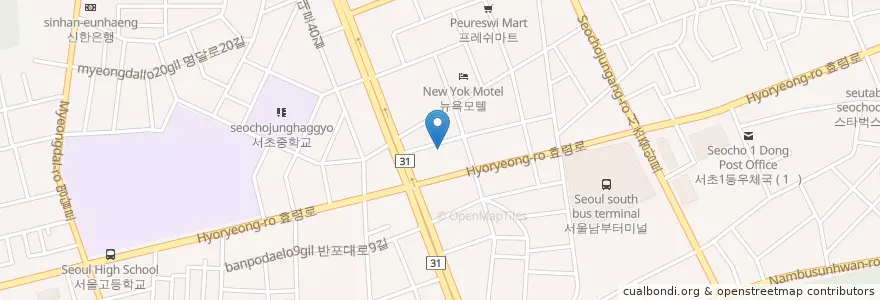 Mapa de ubicacion de 쇼군횟집 en کره جنوبی, سئول, 서초구, 서초3동, 서초동.