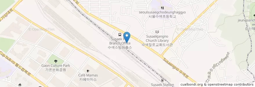 Mapa de ubicacion de 삼오횟집 en Corée Du Sud, Séoul, 마포구, 은평구, 수색동.
