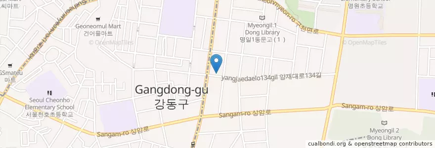 Mapa de ubicacion de 어가횟집 en Corée Du Sud, Séoul, 강동구, 명일동, 명일1동.