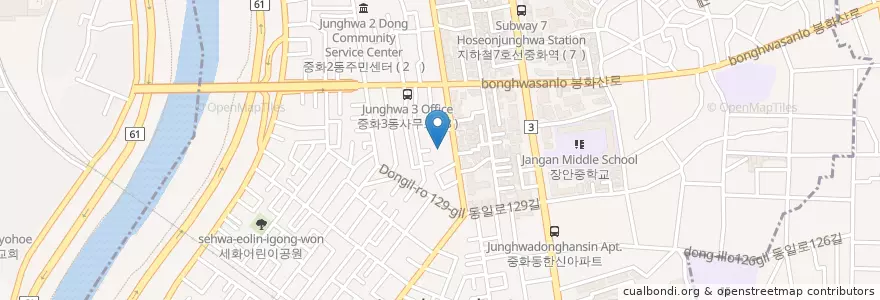Mapa de ubicacion de 등대횟집 en 대한민국, 서울, 중랑구, 중화2동.