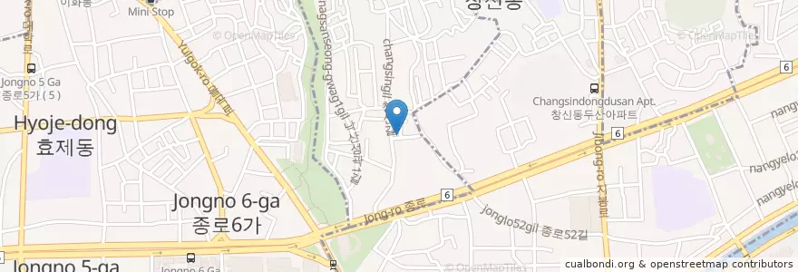 Mapa de ubicacion de 목포횟집 en Corea Del Sud, Seul, 종로구, 창신2동.