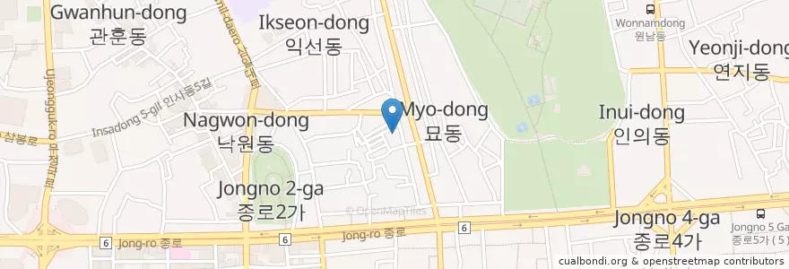 Mapa de ubicacion de 종로횟집 en Corea Del Sur, Seúl, 종로구, 종로1·2·3·4가동.