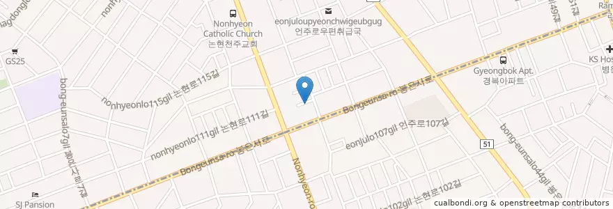 Mapa de ubicacion de 왕자횟집 en Corea Del Sud, Seul, 강남구, 논현동.