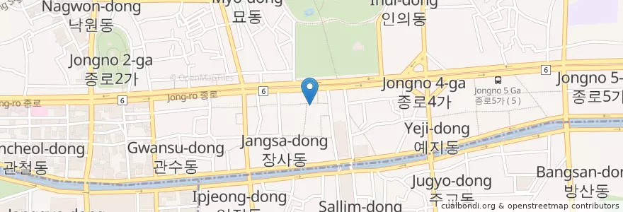 Mapa de ubicacion de 부산횟집 en 대한민국, 서울, 종로1·2·3·4가동.