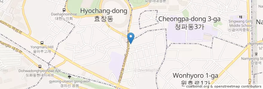Mapa de ubicacion de 제주횟집 en Zuid-Korea, Seoel, 용산구, 효창동.