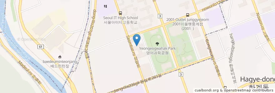 Mapa de ubicacion de 미락횟집 en 大韓民国, ソウル, 蘆原区, 중계2·3동.