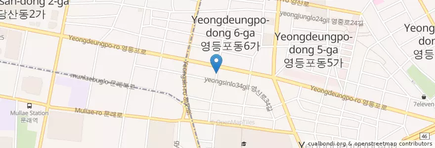Mapa de ubicacion de 월광횟집 en 大韓民国, ソウル, 永登浦区.