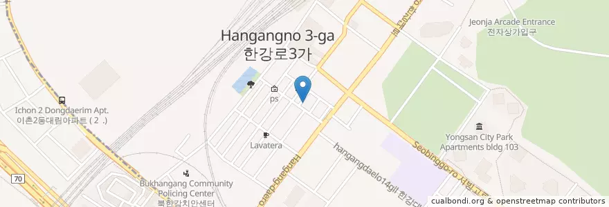 Mapa de ubicacion de 부산횟집 en Südkorea, Seoul, 용산구, 한강로동.