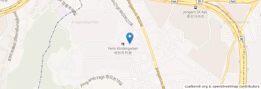 Mapa de ubicacion de Dado Fish Restaurant en South Korea, Seoul, Seongbuk-Gu, Jongam-Dong.