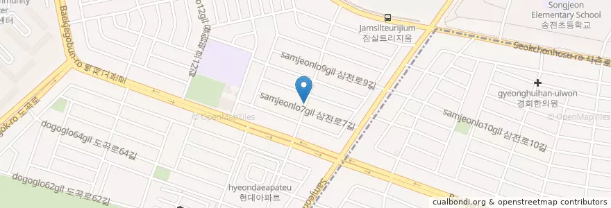 Mapa de ubicacion de 속초산오징어 en Республика Корея, Сеул, 송파구, 잠실본동.